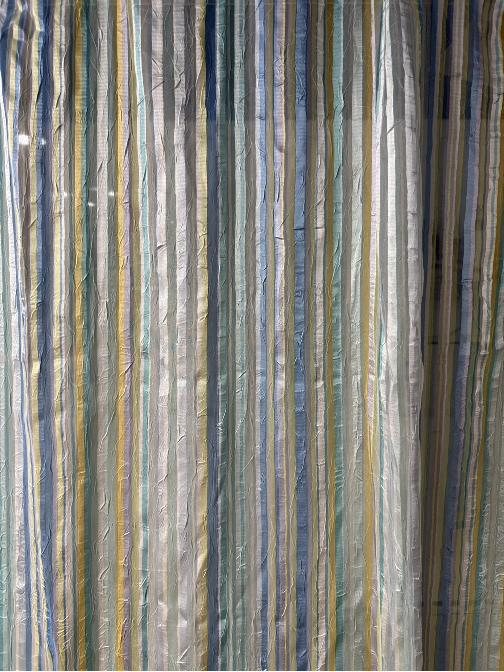 Striped Pastel Shower Curtain Panel - Blue, Green & Yellow